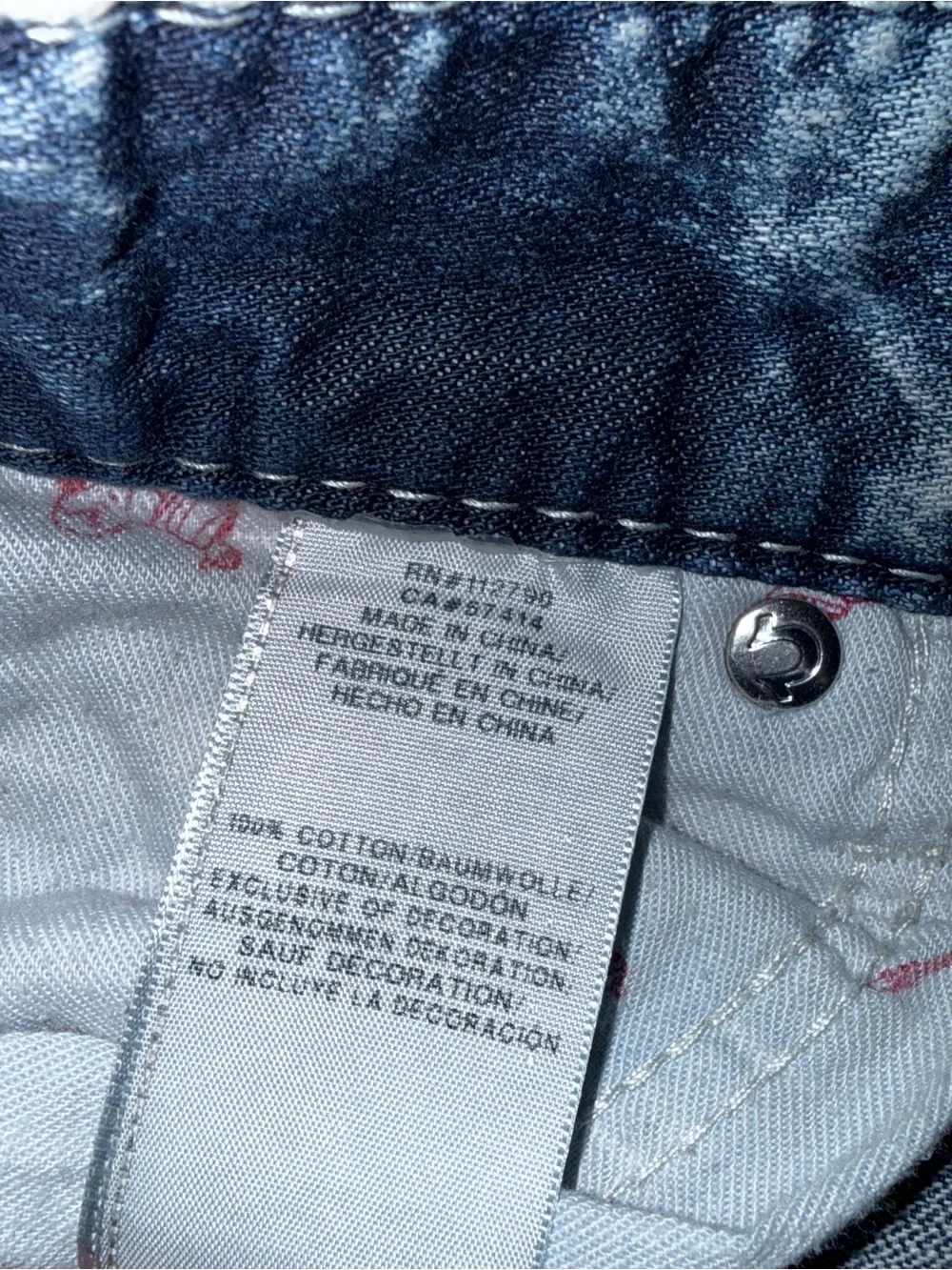 True Religion Acid Wash Jean Shorts - Blue & White